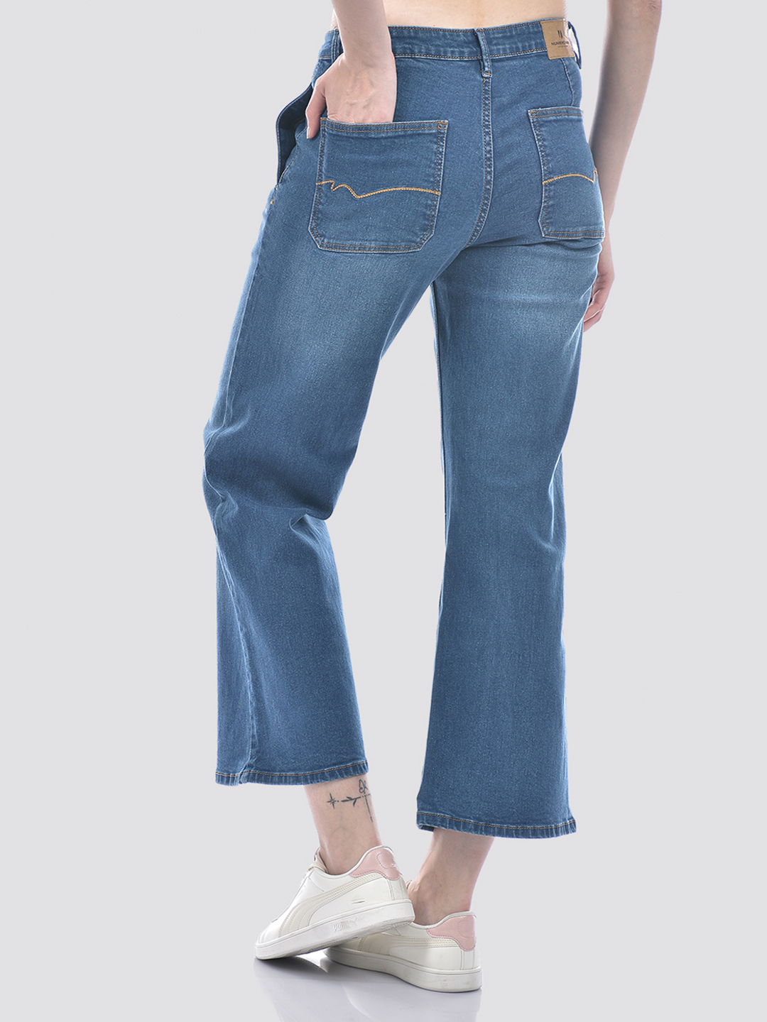 Numero Uno Women Mid Blue Wide Leg Sustainable Jeans